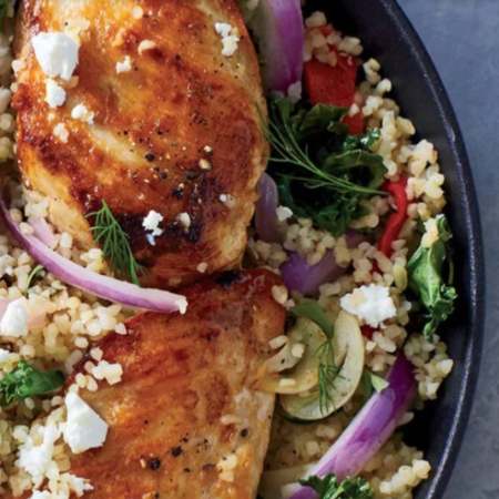 Mediterranean Chicken and Bulgur Skillet